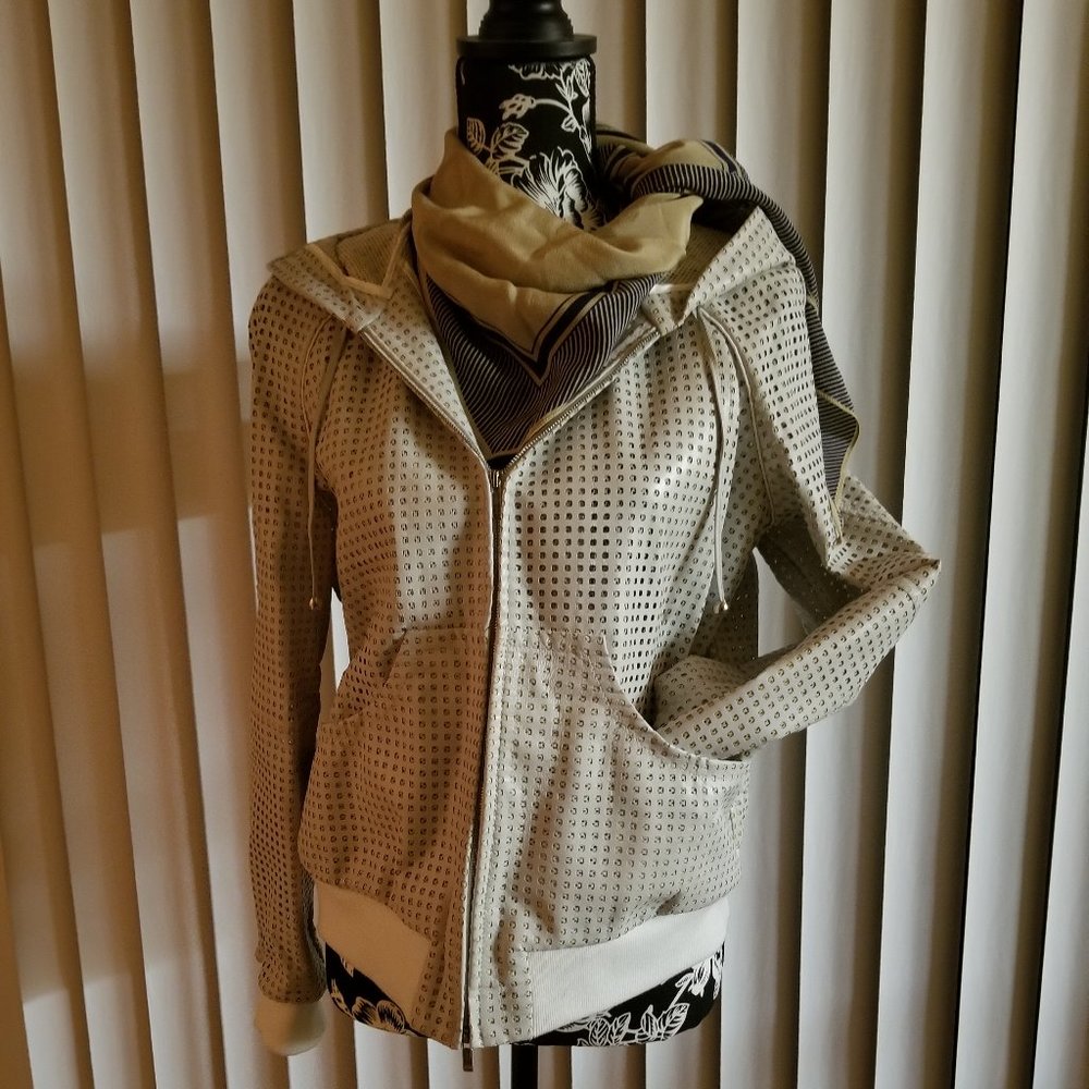 Armani Collezioni Leather Jacket, Cream Sz 12